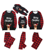 Pijama de Navidad reno pillo con gran nariz roja, negro y rojo