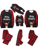 Pijama de Navidad reno pillo con gran nariz roja, negro y rojo