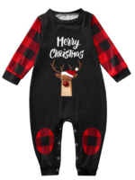 Christmas Pajamas Rascal Reindeer with Big Red Nose, black and red