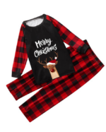 Christmas Pajamas Rascal Reindeer with Big Red Nose, black and red