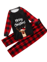 Christmas Pajamas Rascal Reindeer with Big Red Nose, black and red