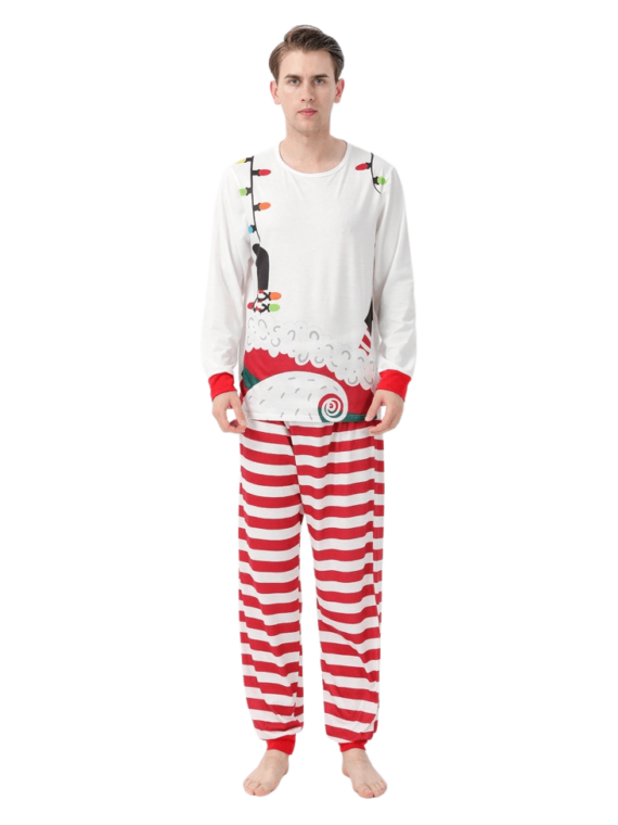 Pijama de Navidad Papá Noel atado con una guirnalda