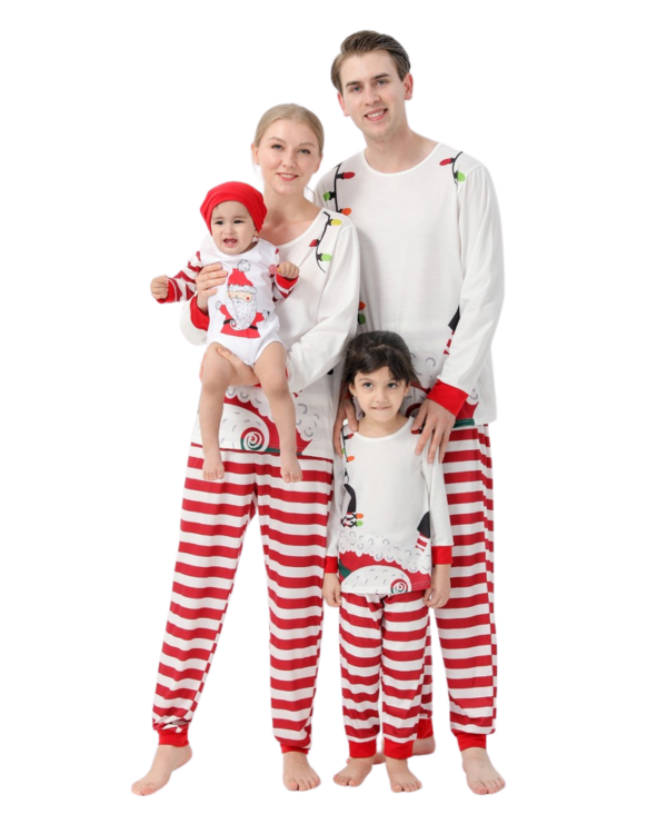 Julpyjamas jultomten bundet med en julkrans