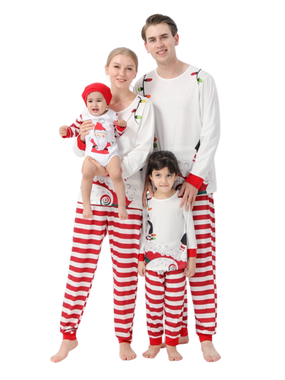 Pijama de Navidad Papá Noel atado con una guirnalda