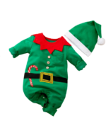 Kerstpyjama baby groen elfje met muts, groen en rood