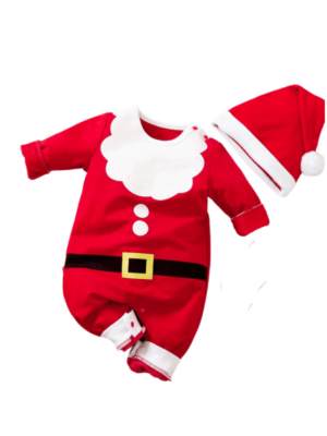 Weihnachtspyjama für Neugeborene und Babys, kleiner Weihnachtsmann, rot und weiß