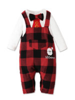 Elegant baby romper Christmas pyjamas My First Christmas, red, white and black