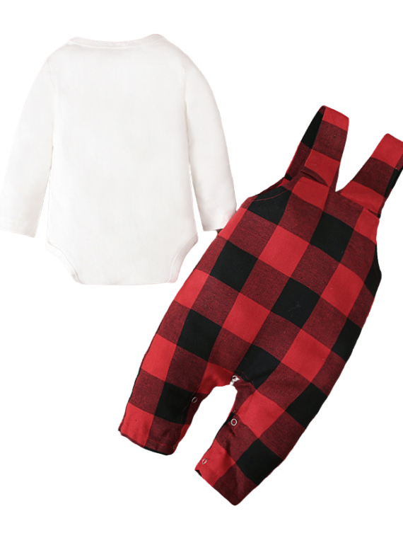 Elegant baby romper Christmas pyjamas My First Christmas, red, white and black