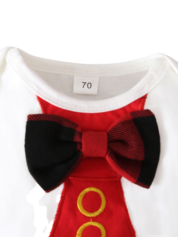 Elegante baby romper kerstpyjama My First Christmas, rood, wit en zwart