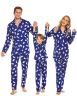 Elegant knäppt julpyjamas Isbjörn, blått och vitt