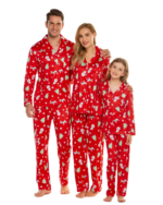 Elegante rode kerstpyjama, rood en wit