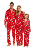 Elegant red Christmas pajamas, red and white