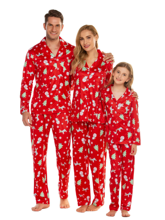 Elegant red Christmas pajamas, red and white