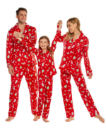 Elegante pijama navideño rojo y blanco