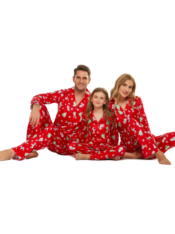 Elegant red Christmas pajamas, red and white