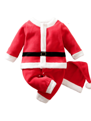 Disfraz de pijama de Papá Noel para bebés y recién nacidos, rojo y blanco