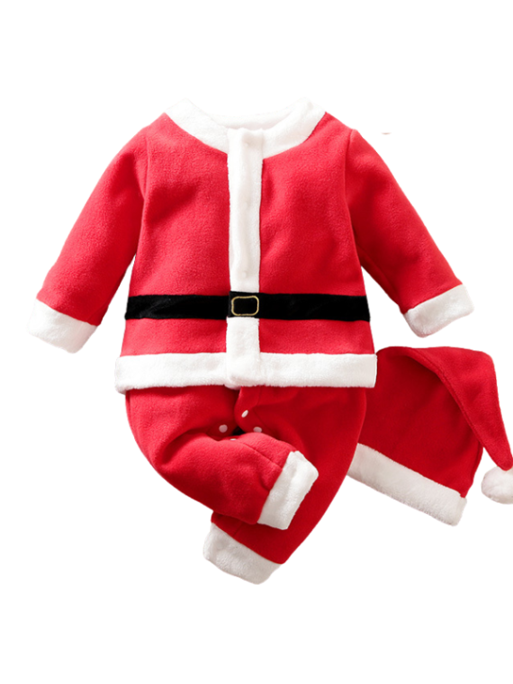 Weihnachtsmann-Pyjama-Kostüm für Babys und Neugeborene, rot und weiß