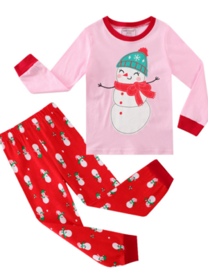 Pijama de Navidad de niña muñeco de nieve Rosa