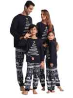Bijpassende kerstpyjama Sterrenboom, gezinnen, paren, zwart-wit