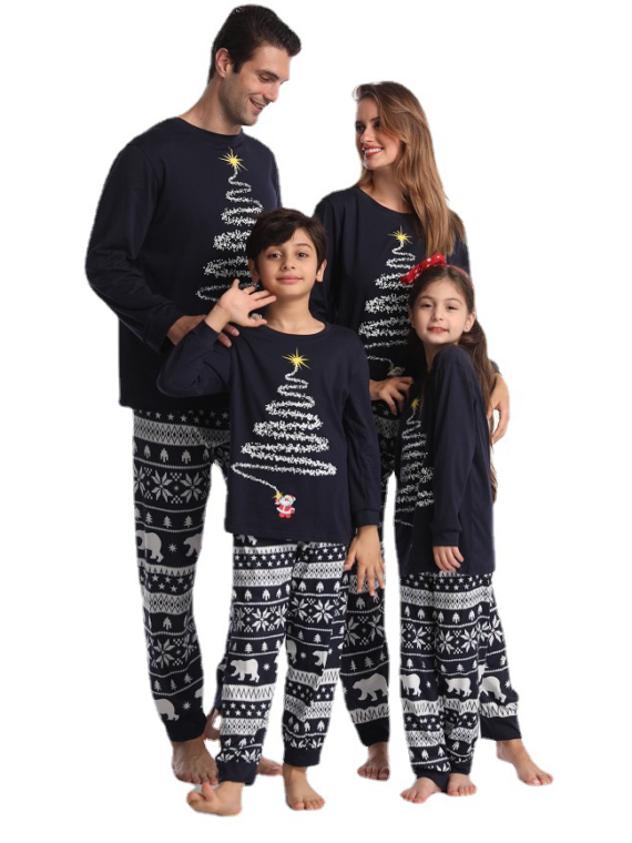 Matching Christmas Pajamas Starry Magic Tree, Families, Couples, Black and White