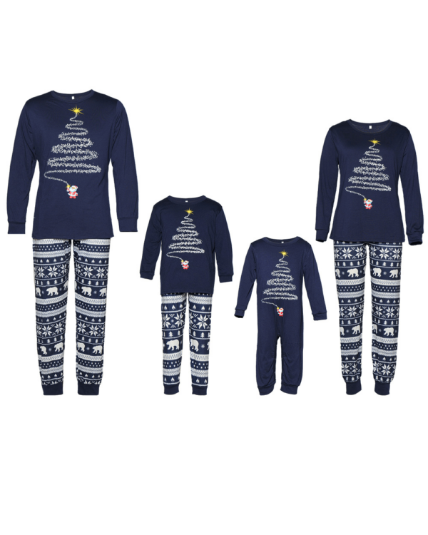 Bijpassende kerstpyjama Sterrenboom, gezinnen, paren, zwart-wit