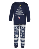 Bijpassende kerstpyjama Sterrenboom, gezinnen, paren, zwart-wit