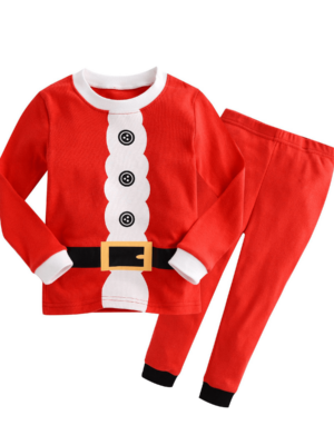 Pijama de Navidad de Papá Noel para niños y niñas, rojo y blanco
