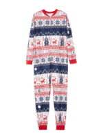 Christmas pyjamas suit with winter patterns, blue, red