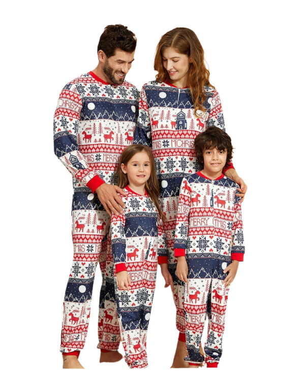 Christmas pyjamas suit with winter patterns, blue, red