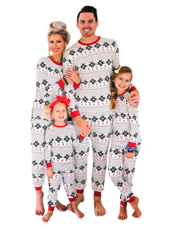 Christmas Pyjamas White Snowflakes Modern Patterns