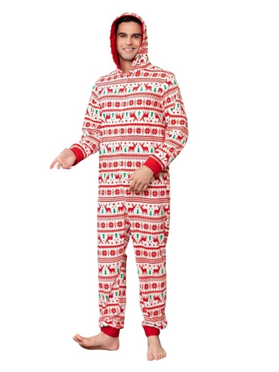 Christmas pyjama suit with red winter pattern