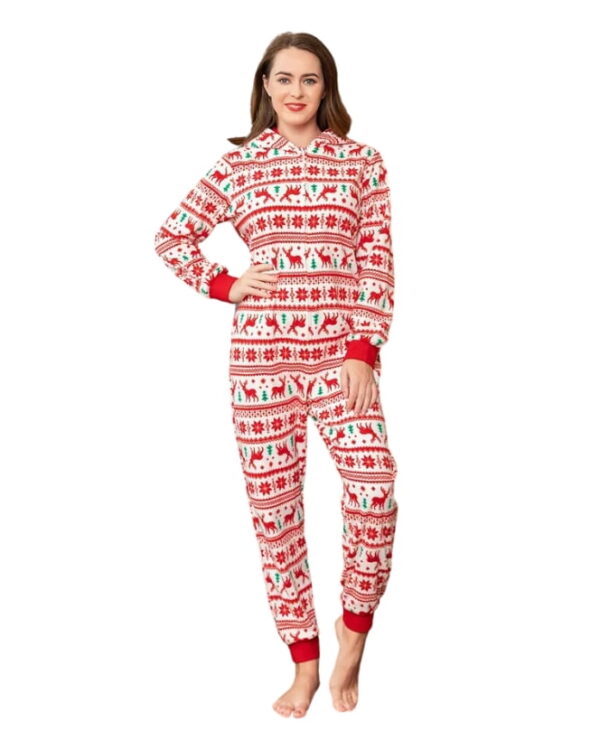 Christmas pyjama suit with red winter pattern