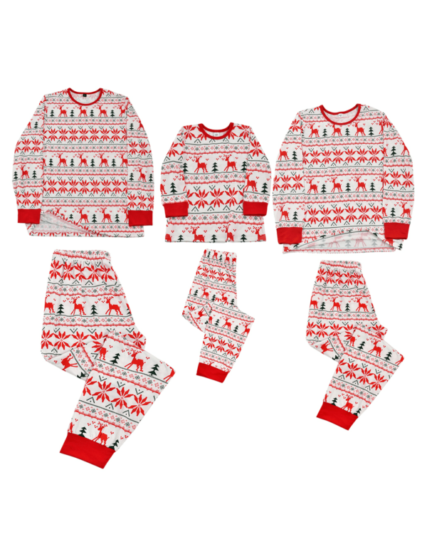 Christmas pyjamas with reindeer and snowflake embroidery style