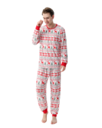 Christmas pyjamas with reindeer and snowflake embroidery style