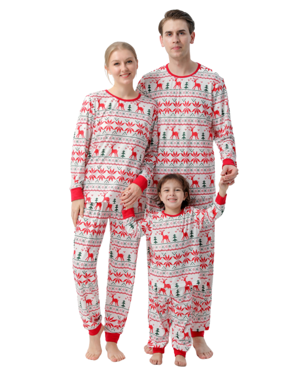 Christmas pyjamas with reindeer and snowflake embroidery style