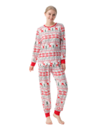 Christmas pyjamas with reindeer and snowflake embroidery style