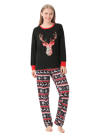 Christmas pyjamas Reindeer print kitsch style, black