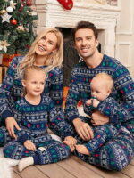 Christmas pyjamas winter with modern patterns, blue green