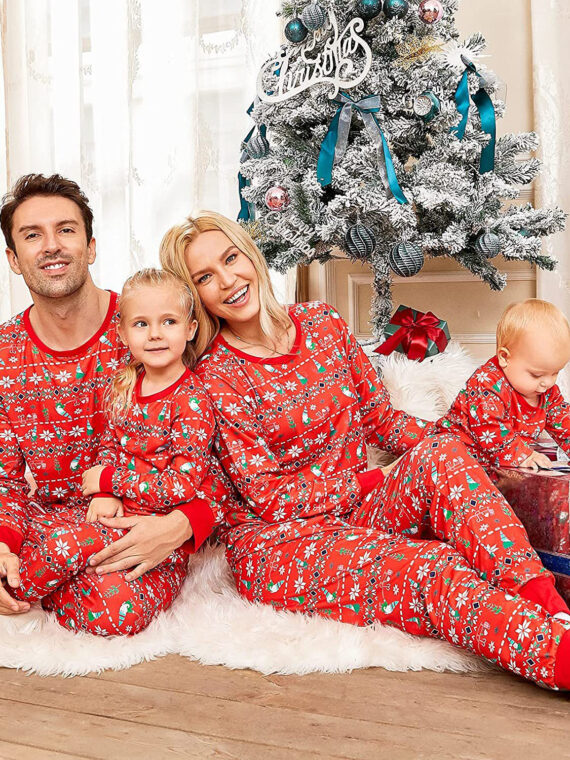 Christmas pyjamas winter with modern design, red