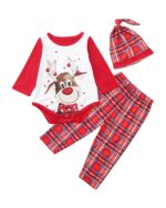 Bonito pijama navideño de reno, cuadros de tartán