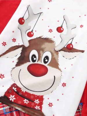 Cute Reindeer Christmas Pyjamas Tartan plaid zoom pattern Cute Reindeer