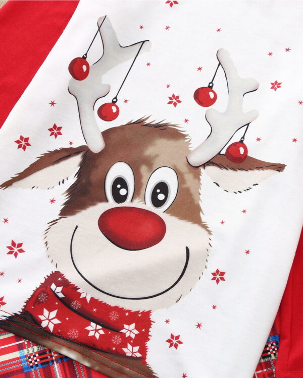 Cute Reindeer Christmas Pajamas, Tartan Check
