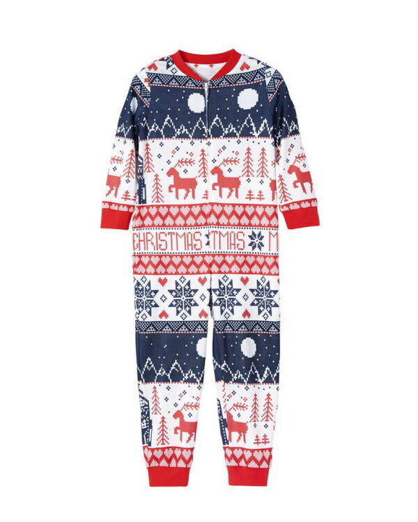 Christmas pyjamas suit with winter patterns, blue, red