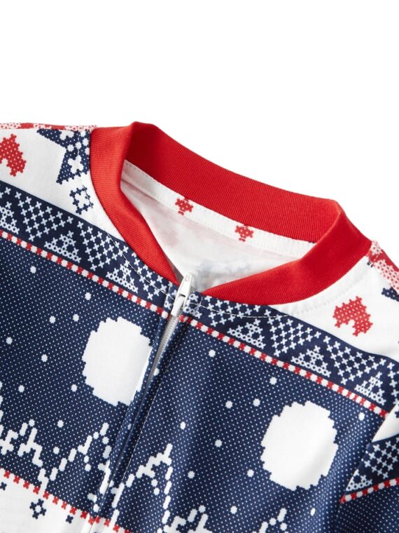 Christmas pyjamas suit with winter patterns, blue, red