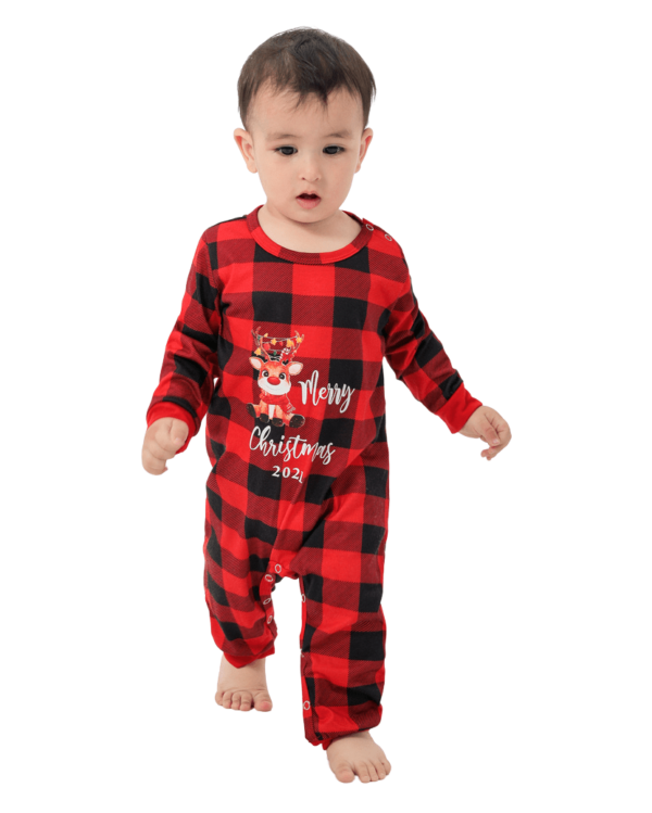 Checkered Christmas Pyjama Small Reindeer Merry Christmas