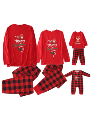 Merry Christmas pyjamas with checks and a cute little reindeer for everyone