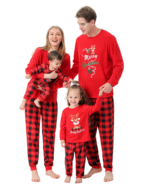 Checkered Christmas Pyjama Small Reindeer Merry Christmas