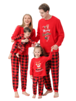 Checkered Christmas Pyjama Small Reindeer Merry Christmas