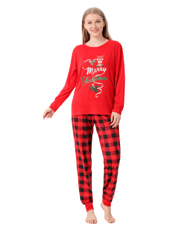 Checkered Christmas Pyjama Small Reindeer Merry Christmas