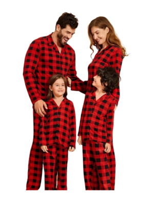 Pijama moderno de Navidad a cuadros rojos